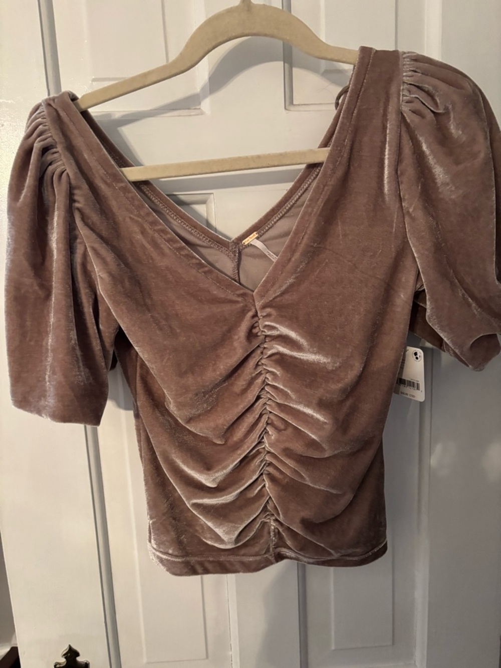 NWT Free People Ruched Velvet V-Neck Top